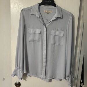 Ann Taylor Loft button up with ruffle sleeve top